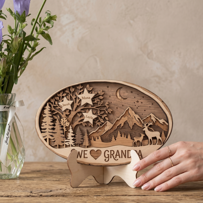 Custom Grandpa Gift – 2 Layer Wooden Sign, Personalized Father's Day Decor, We Love Grandpa