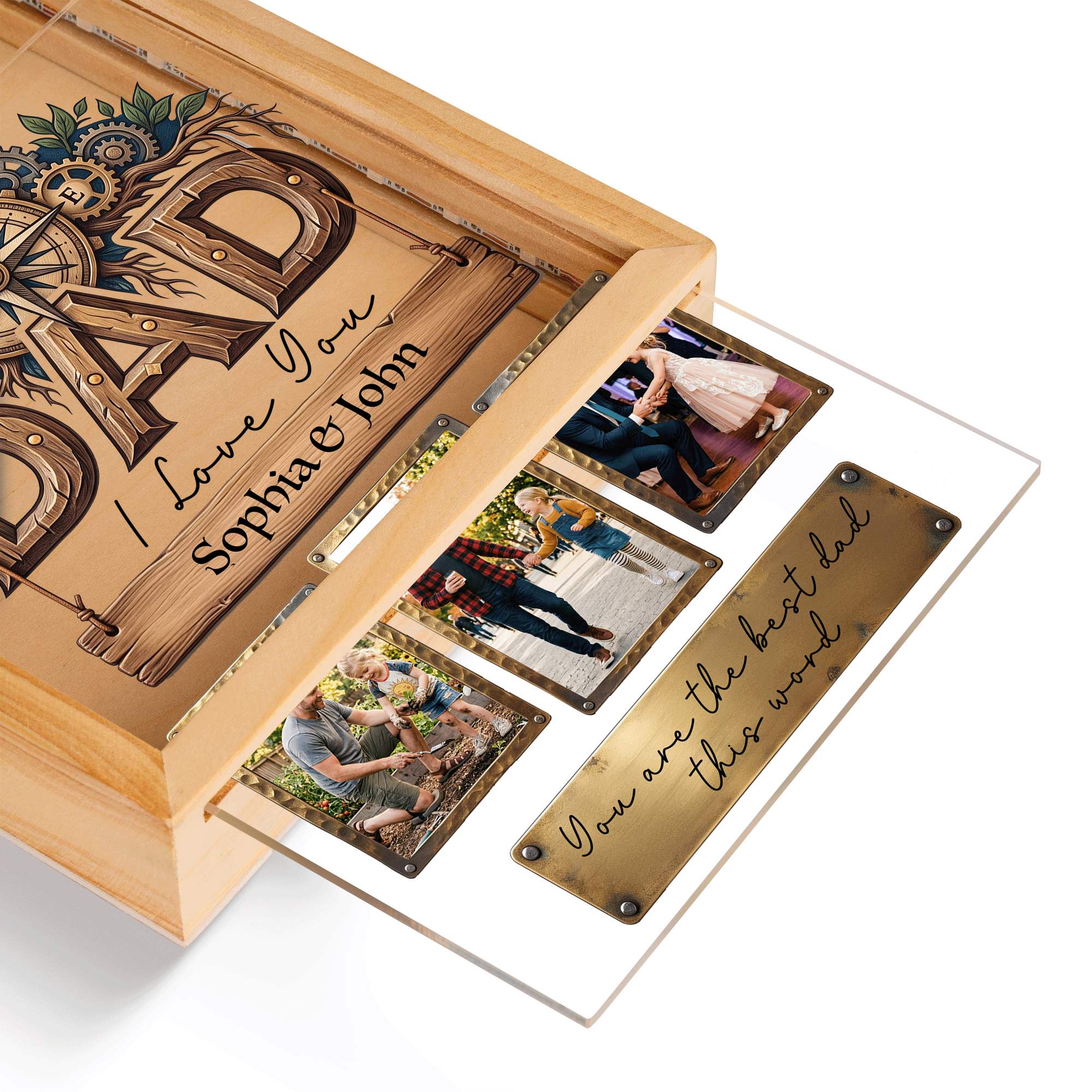 Personalized Dad Photo Frame Light Box – Custom Photo Father’s Day Gift, Dad I Love You LED Lamp