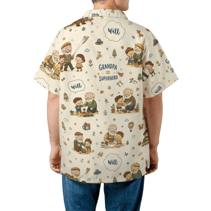Grandpa Super Hero Custom Name Hawaiian Shirt – Personalized Tropical Gift for Grandpa