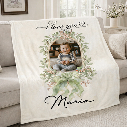 Love You Evermore Personalized Photo Blanket Gift for Mom and Grandma