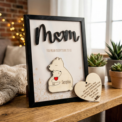 Personalized Mom Bear Sign with Names | Family Keepsake Mother’s Day Gift