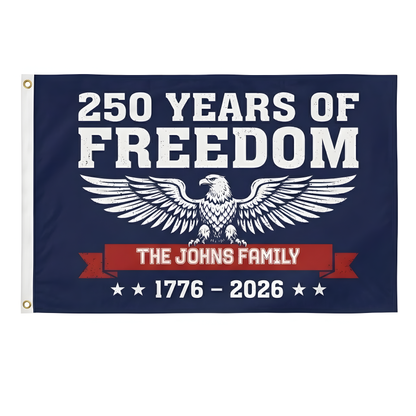 Custom Family Name 250 Years of Freedom 1776–2026 Eagle House Flag