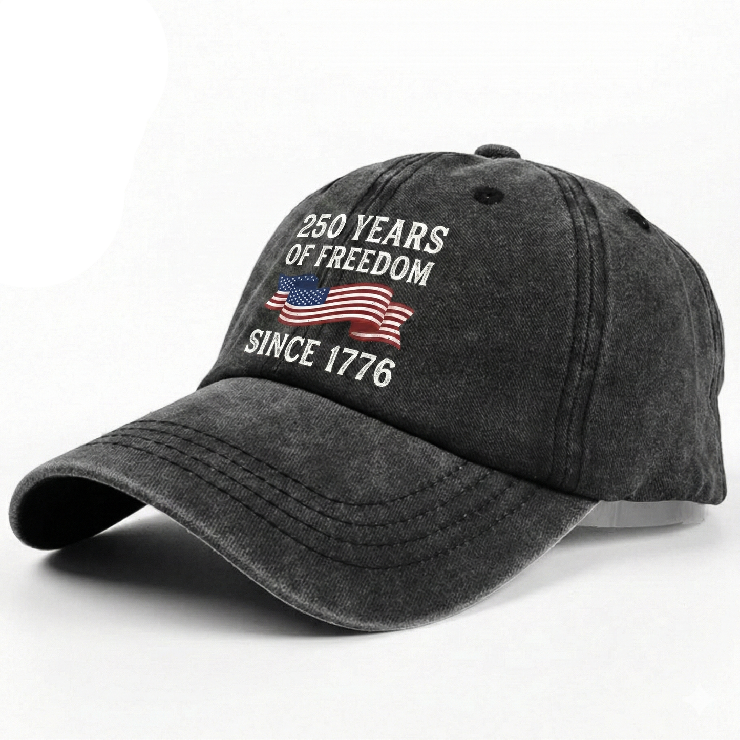 250 Years Of Freedom Since 1776 Custom Name Washed Denim Baseball Cap