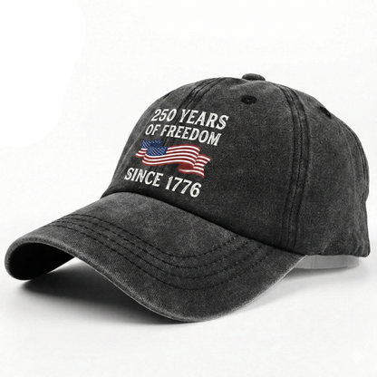 250 Years Of Freedom Since 1776 Custom Name Washed Denim Baseball Cap