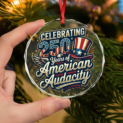 250th Anniversary USA Glass Ornament – Patriotic 4th of July Decoration