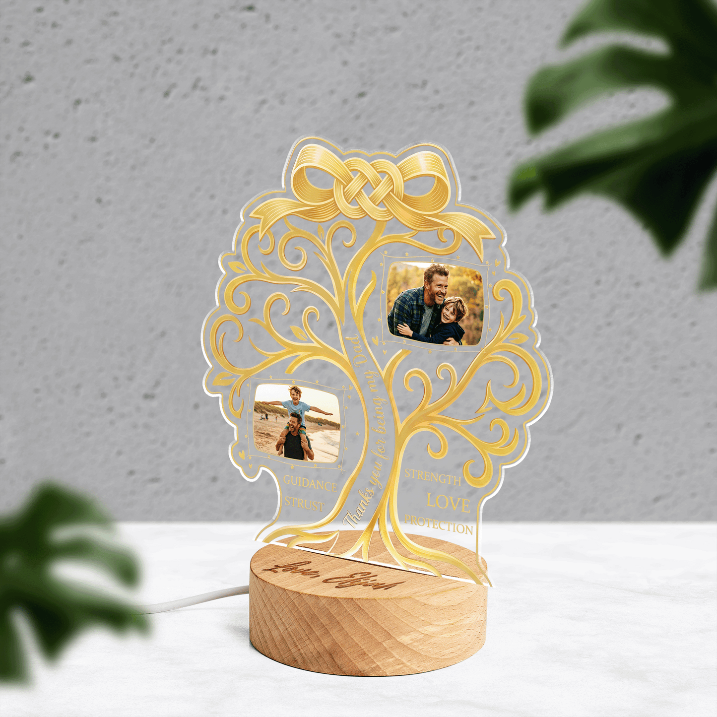 Personalized Dad Photo Night Light – Custom Photo Father’s Day Gift, Thank You for Being My Dad LED Lamp