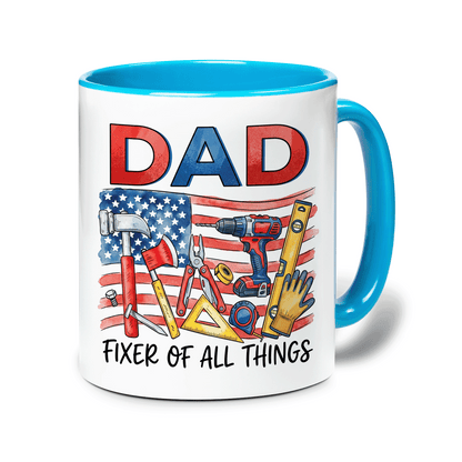 Personalized Dad Fixer Of All Things Accent Mug – Custom Photo Coffee Mug for Dad