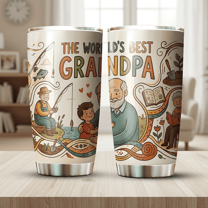 The World’s Best Grandpa 20oz Tumbler – Stainless Steel Travel Mug Gift for Grandpa