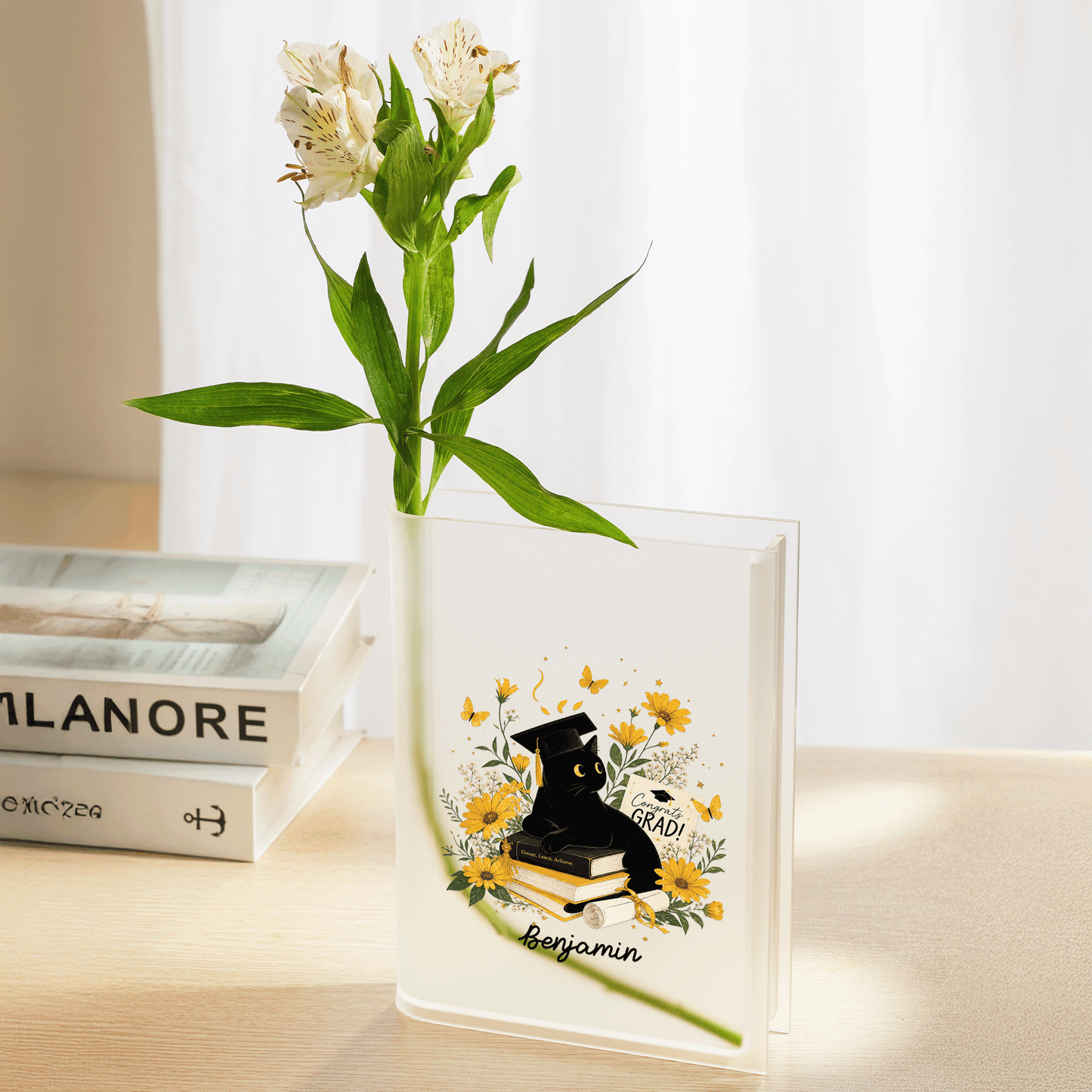 Personalized Congrats Grad Acrylic Book Vase with Custom Name