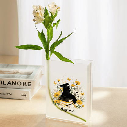 Personalized Congrats Grad Acrylic Book Vase with Custom Name