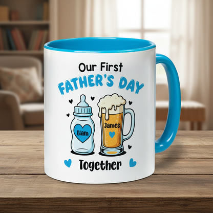 Personalized First Father’s Day Accent Mug with Custom Name – New Dad Gift Coffee Cup