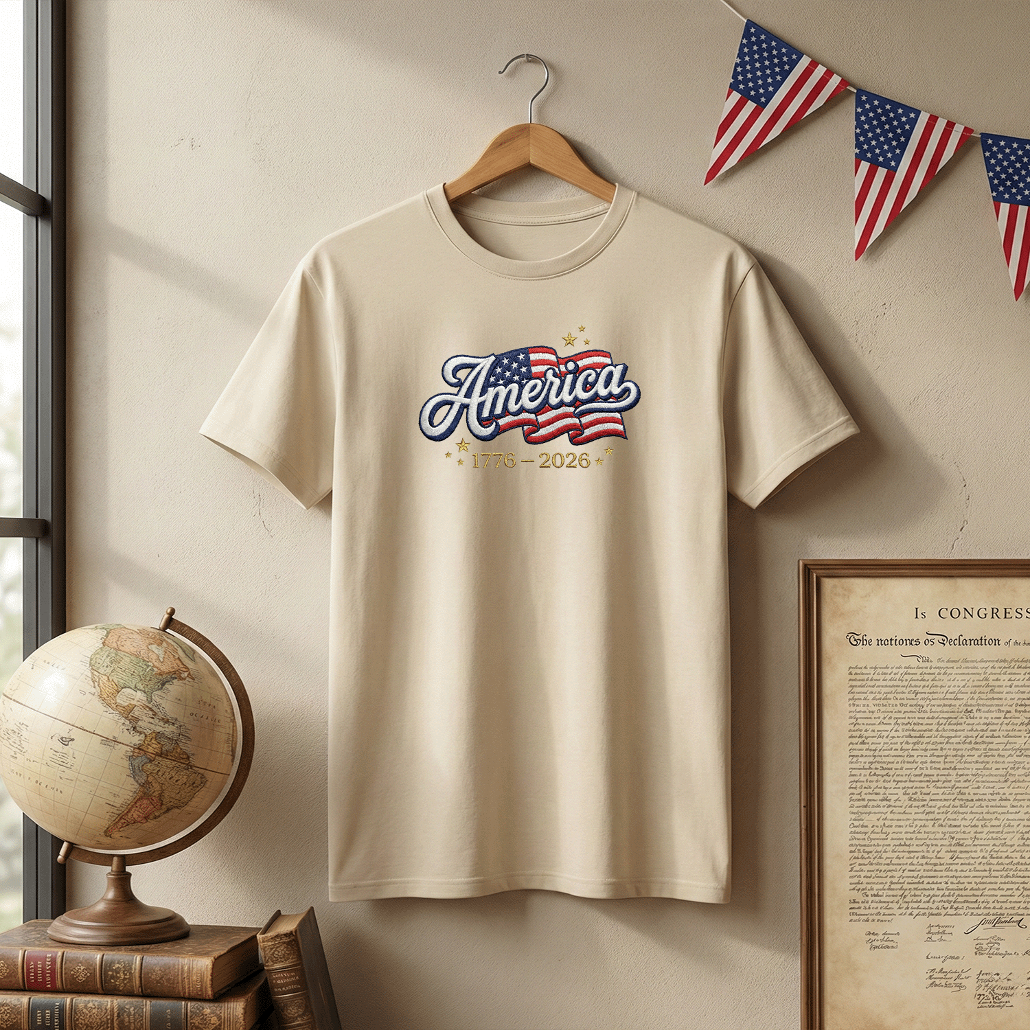 United States 250th Independence 1776–2026 Embroidered T-Shirt