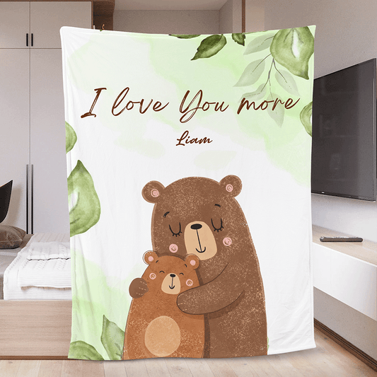 Personalized Mama Bear Sherpa Blanket with Grandchildren Names – Custom Floral Fleece Gift for Mom