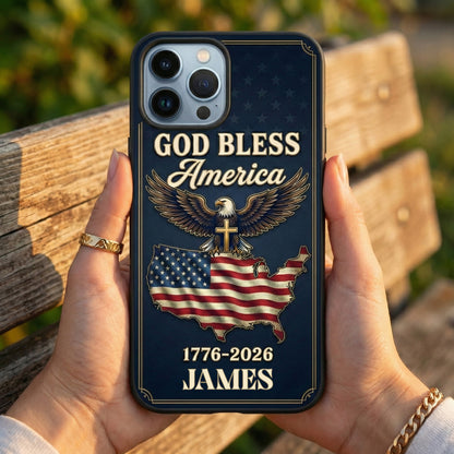 Personalized Patriotic Eagle Phone Case - God Bless America USA 250 Years
