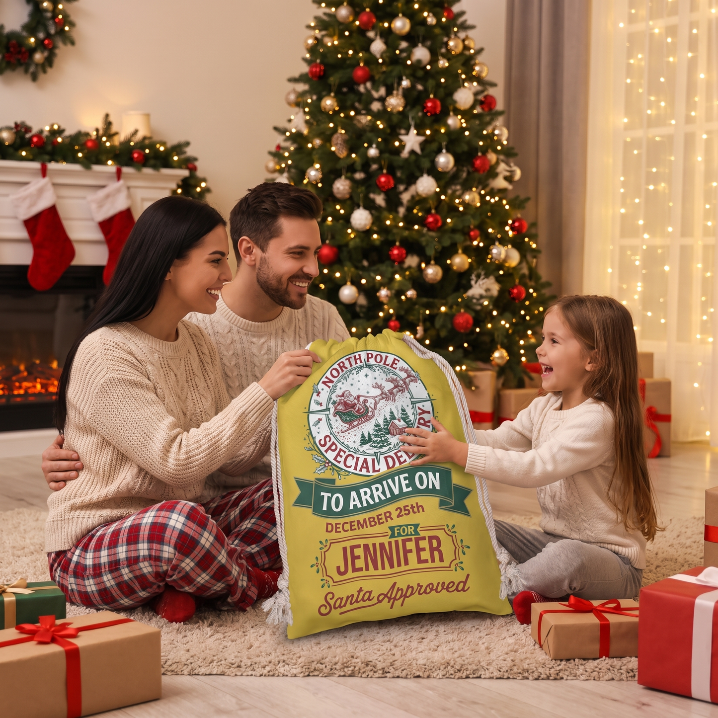 Personalized Special Delivery to Arrive on Dec 25th Christmas Sack with Custom Name