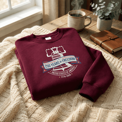 USA 1776-2026 Liberty Bell Patriotic Embroidered Sweatshirt 250th Anniversary Shirt