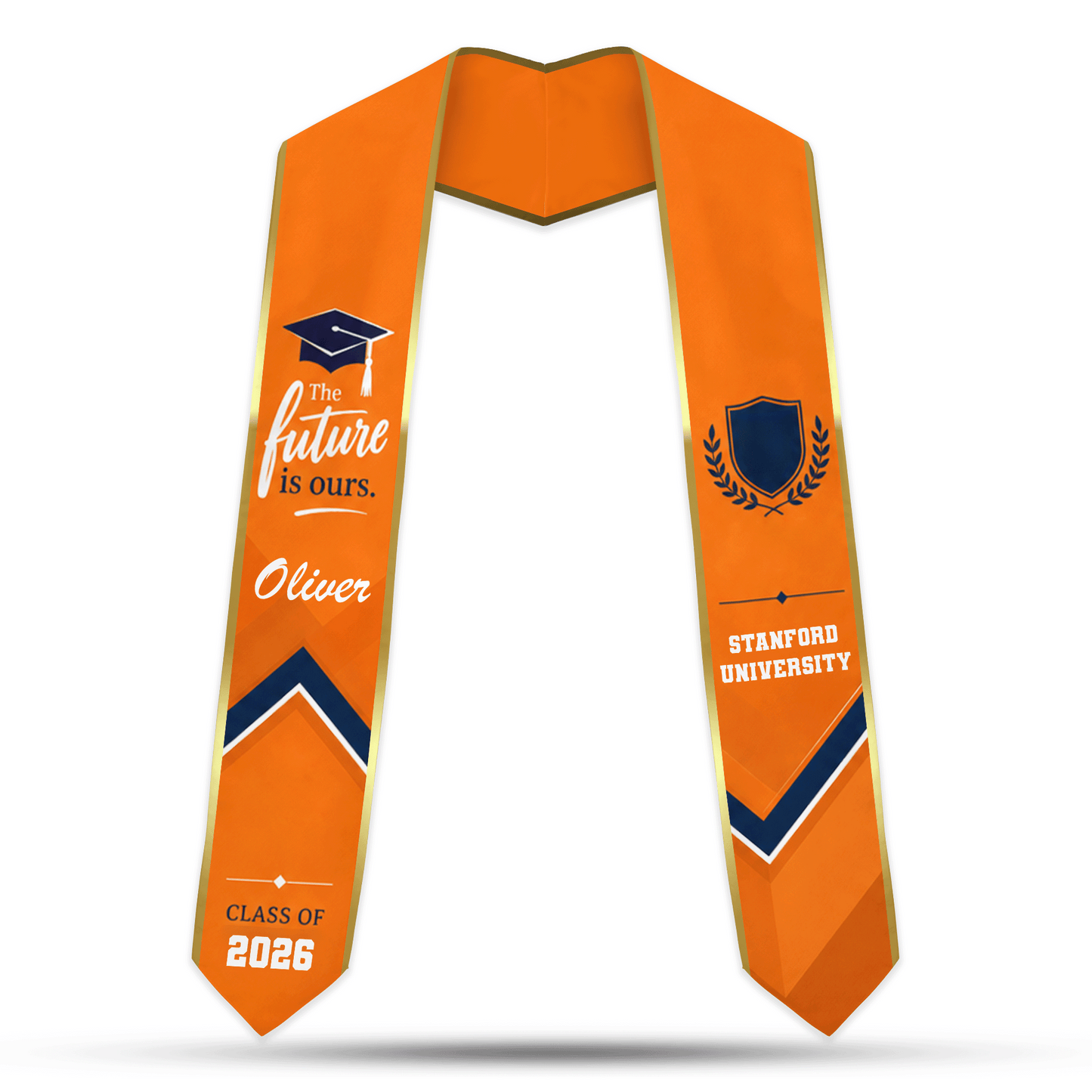 Personalized The Future Is Ours Orange Graduation Stole – Custom Photo and Name