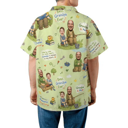Best Grandpa Ever Custom Photo Hawaiian Shirt – Personalized Tropical Gift for Grandpa
