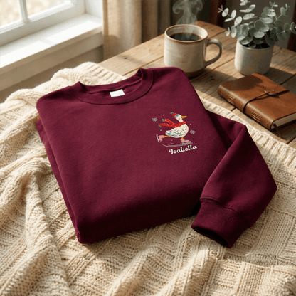 Personalized Embroidered Ice Skating Goose Sweatshirt with Custom Name