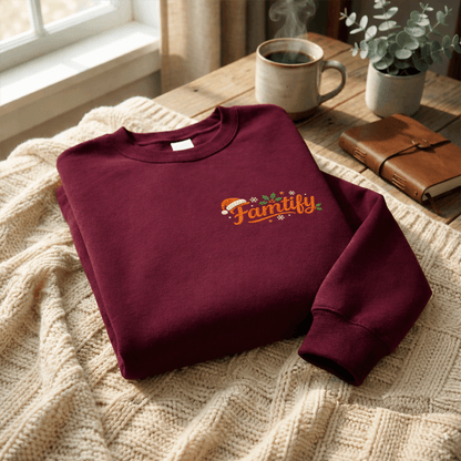 Personalized Embroidered Family Christmas Sweatshirt with Custom Name