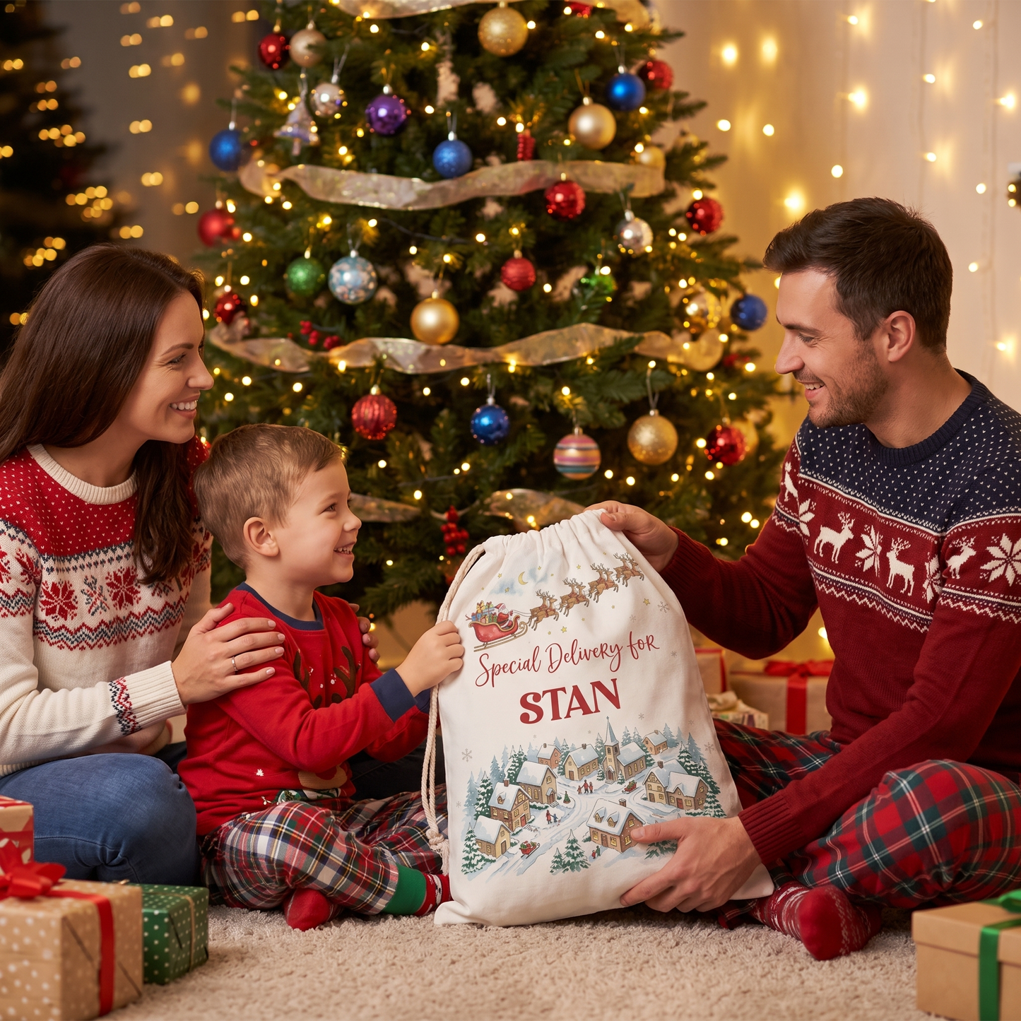 Personalized Special Delivery Christmas Sack, Custom Name Santa Gift Bag