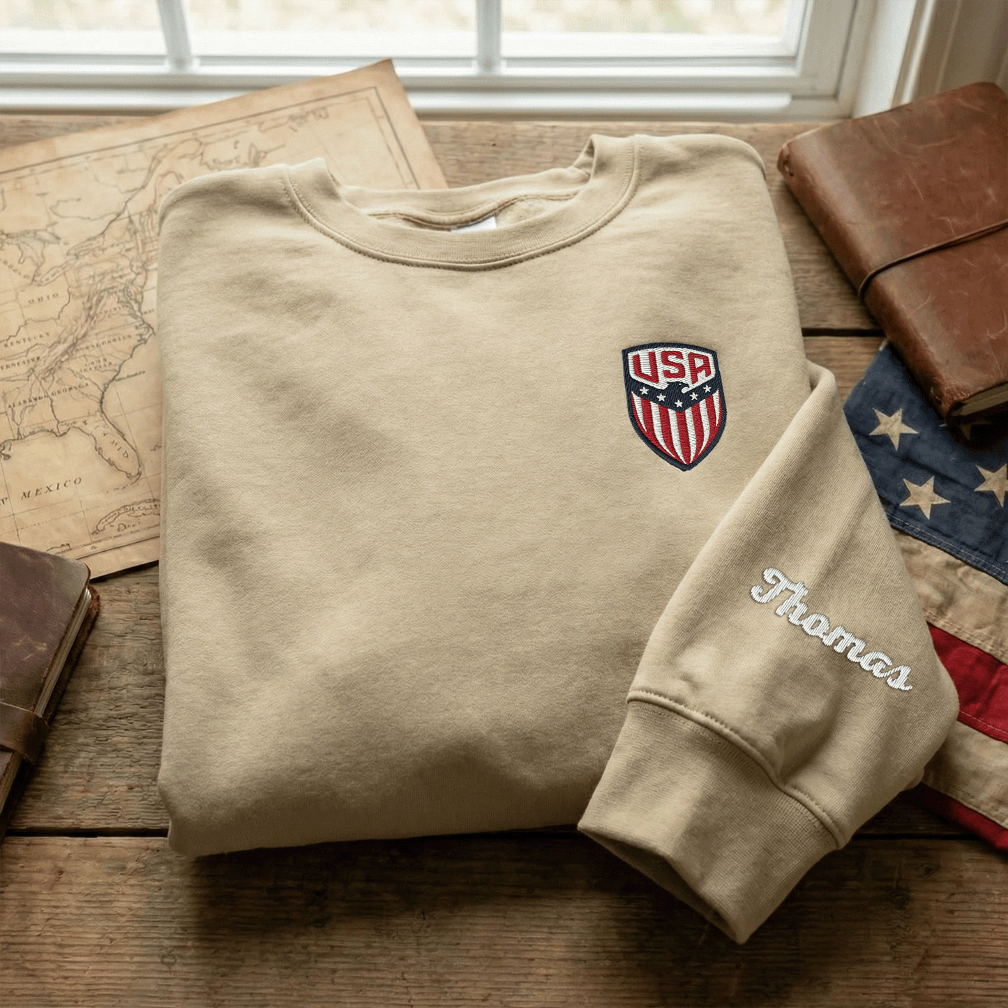 America 250th Anniversary Embroidered Sweatshirt — Patriotic Keepsake Gift for Family