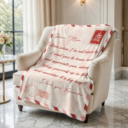 Personalized “Dear Mom” Letter Blanket – Mother’s Day Custom Love Message Gift for Mom Cozy Family Keepsake
