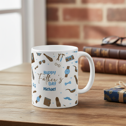 Personalized Happy Father’s Day Ceramic Mug Custom Name Gift for Dad Birthday Gift Idea