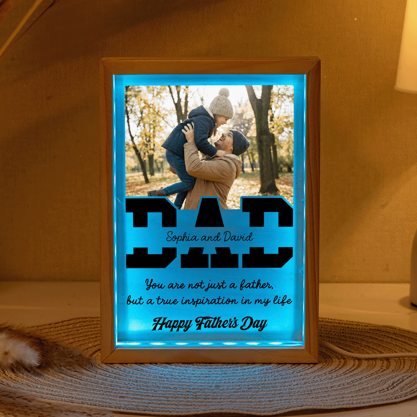Dad You Are Not Just a Father But a True Inspiration in My Life Photo Frame Light Box – Custom Photo LED Gift for Dad
