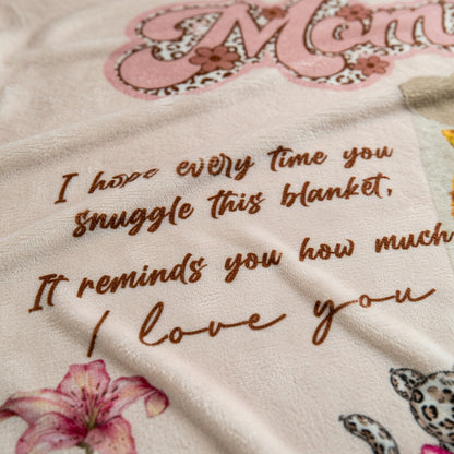 Personalized “Mom” Photo Blanket – Custom Family Love Blanket Gift for Mother