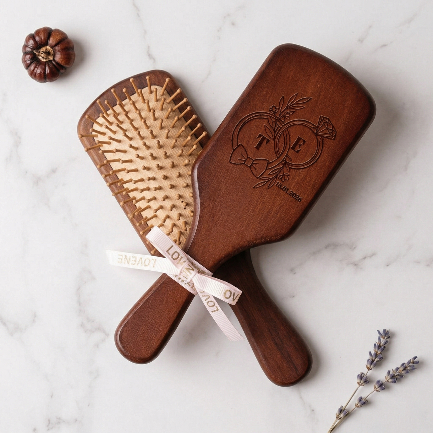 Engraved Red Sandalwood Hair Comb – Personalized Bridal Party Gift for Bridesmaids & Mom