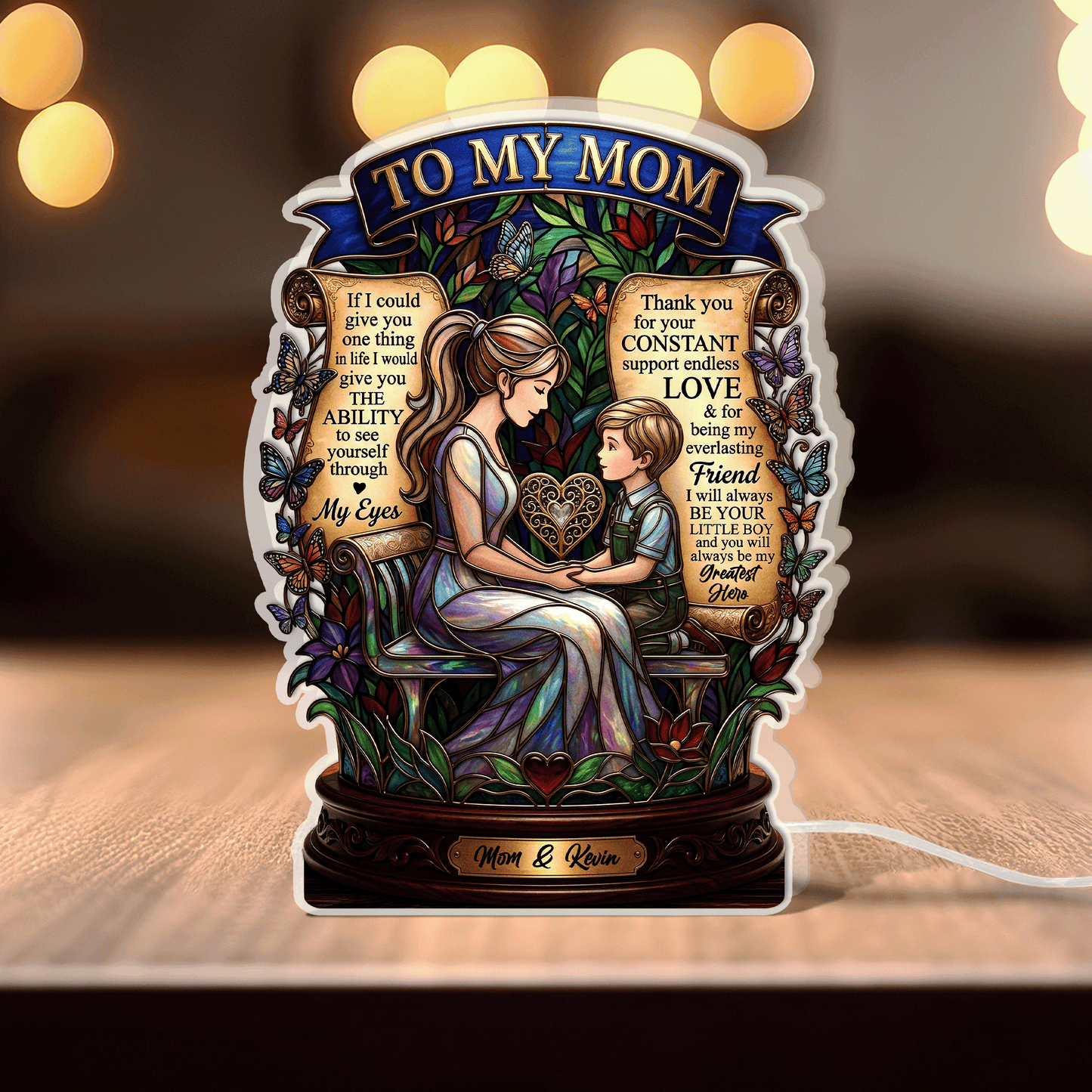 Custom Mother and Children Night Light Box – Personalized LED Photo Frame for Mom