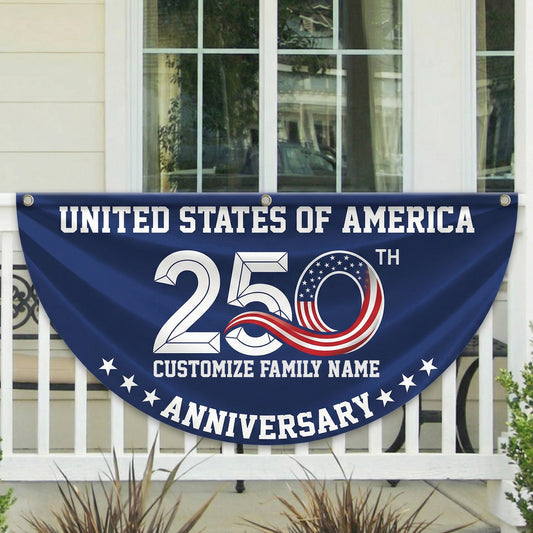 Patriotic 250th Anniversary 1776 2026 United States of America Non-Pleated Fan Flag Navy