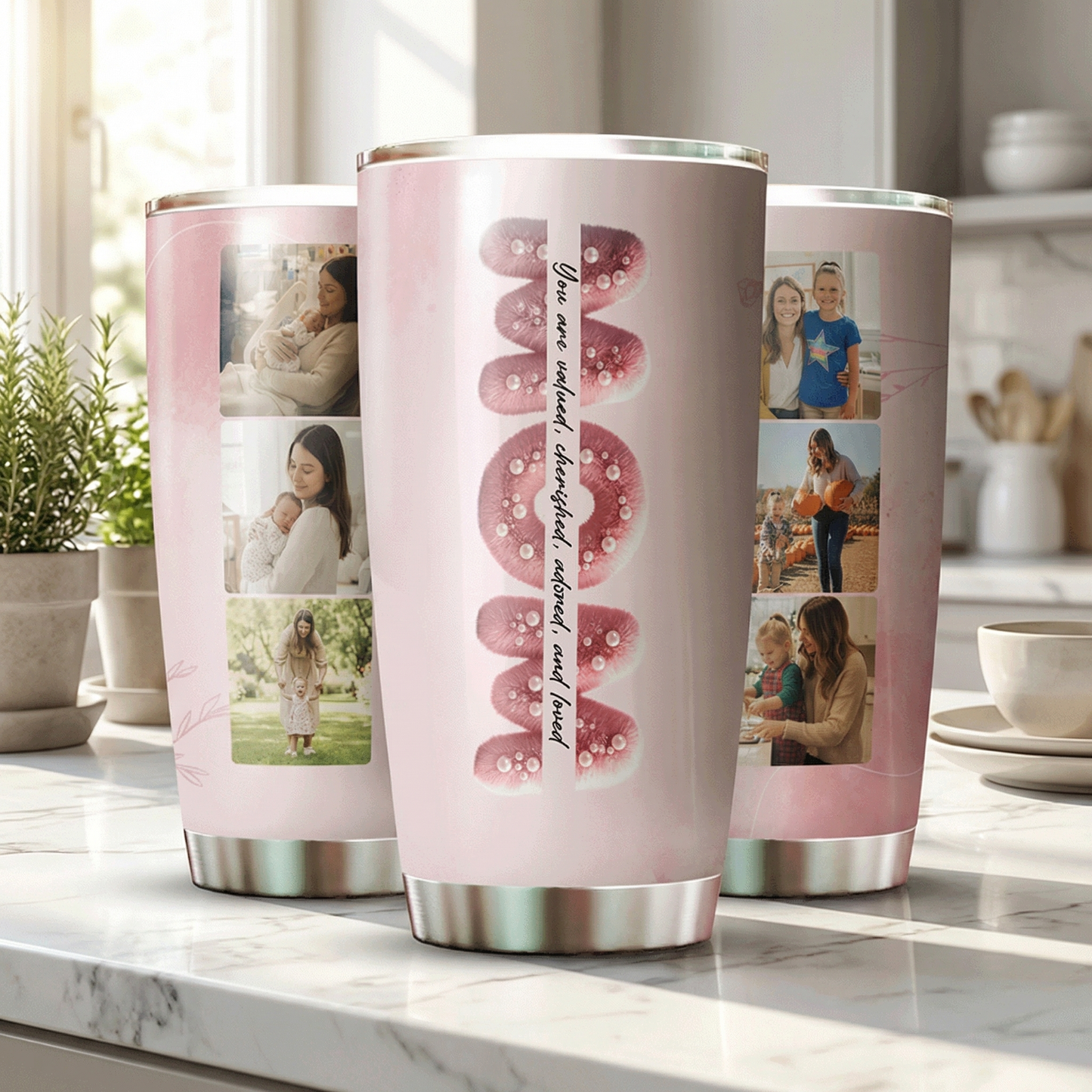 Personalized Mom Tumbler – Custom Photo Stainless Steel Cup for Mother