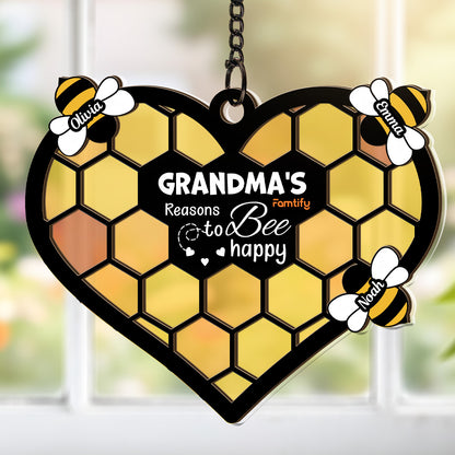Reasons To Bee Happy Personalized Suncatcher Gift for Mom and Grandma
