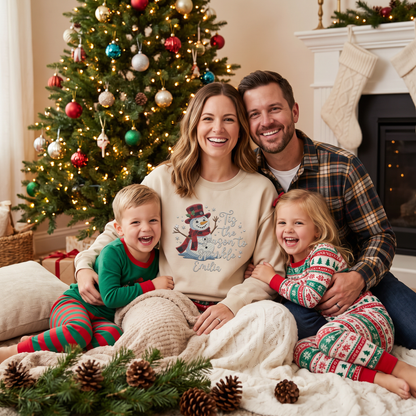 Tis the Season to Sparkle Embroidered Snowman Christmas Sweatshirt