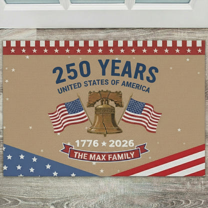 USA Semiquincentennial 250 Years Personalized Doormat - Patriotic Home Welcome Mat
