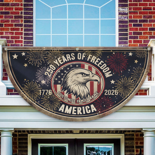 USA 250 Years Of Freedom Custom Family Name Non-Pleated Fan Flag