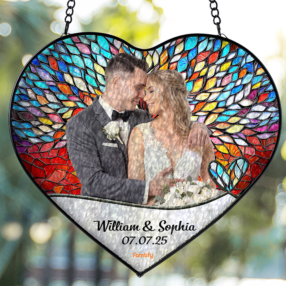 Couple Photo Personalized Stained Glass Suncatcher