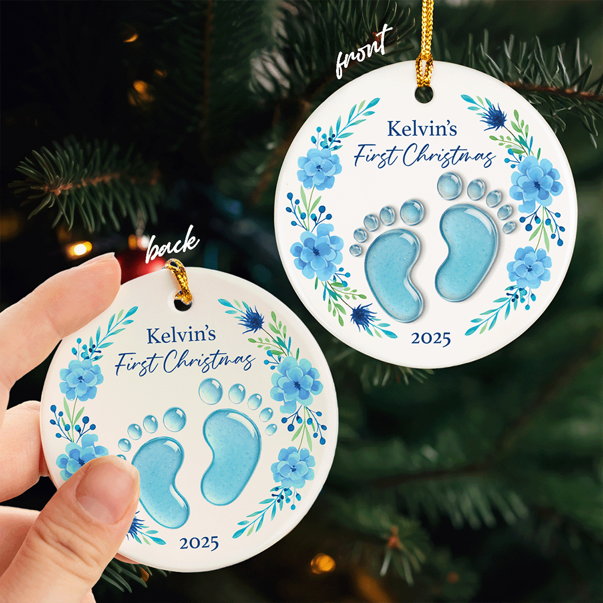Baby’s First Christmas - Personalized Ceramic Acrylic Ornament for Newborn