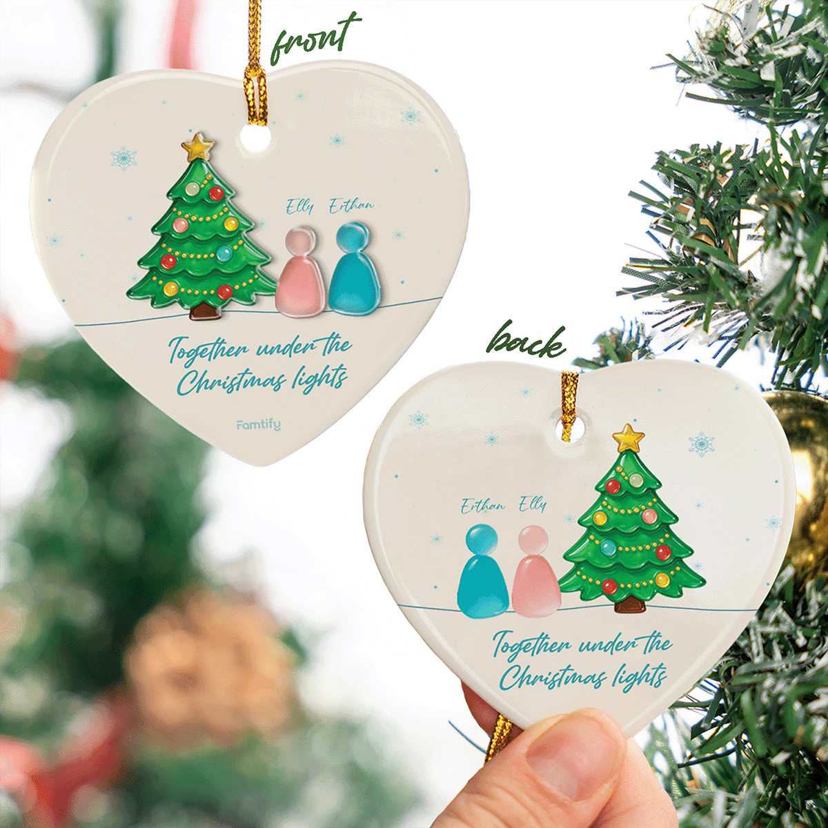 First Christmas Together - Personalized Couple Ceramic Acrylic Ornament