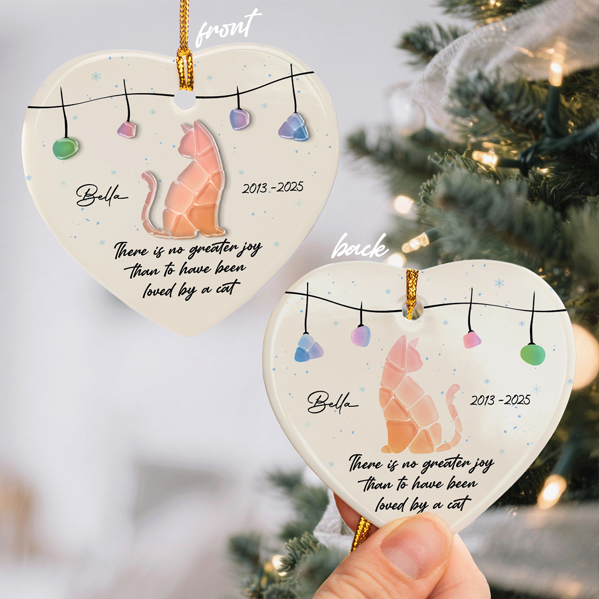 Memorial Personalized Cat Loss Ceramic Acrylic Ornament