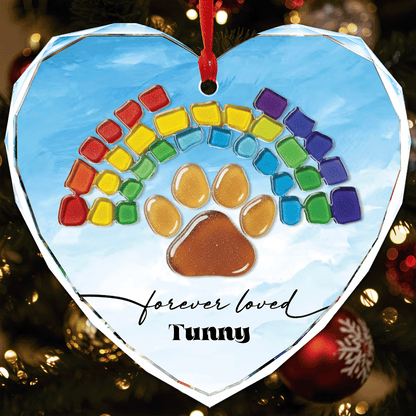 Personalized Pet's Name Rainbow Shade Glass and Acrylic Ornament