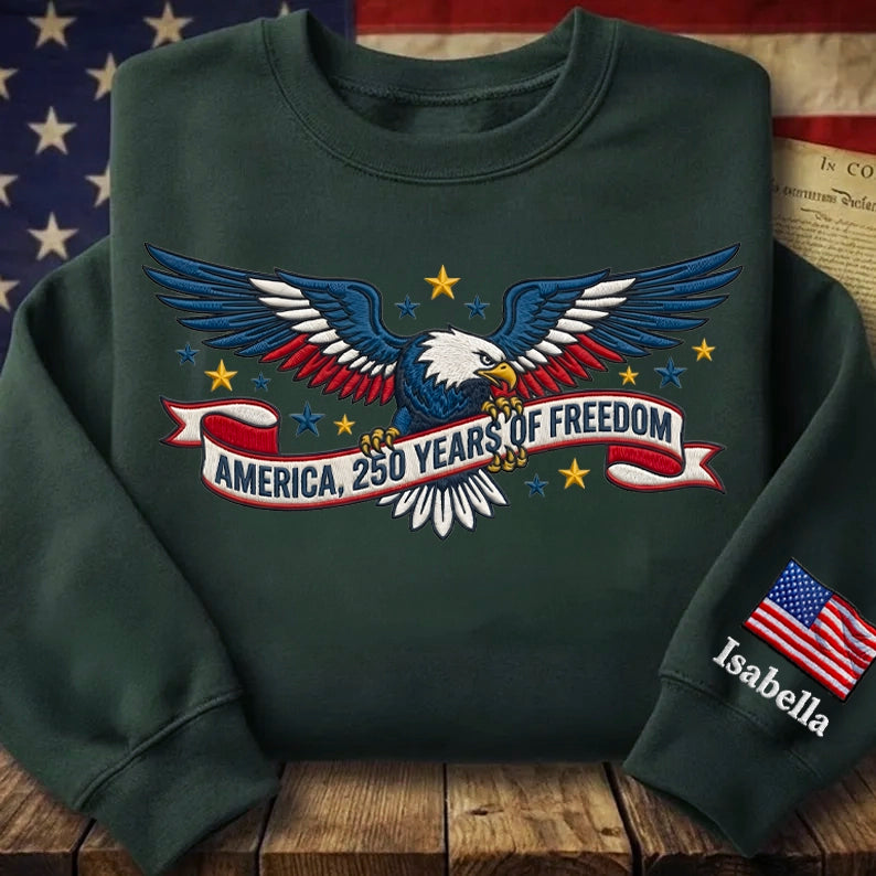 1776–2026 USA Anniversary Hoodie - Custom Name Eagle Sweatshirt - American Pride Keepsake