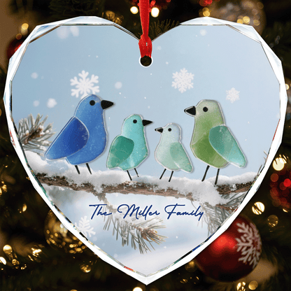 Personalized Nestle In Family Glass and Acrylic Ornament