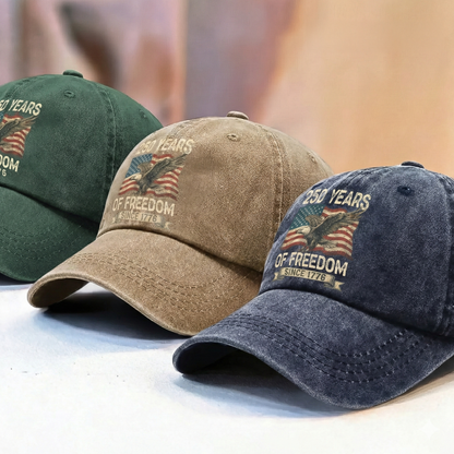 250 Years Of Freedom Since 1776 Eagle Custom Name Washed Denim Baseball Cap