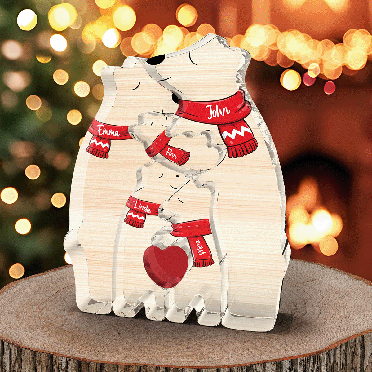 Personalized Acrylic Hugging Bear Family Puzzle
