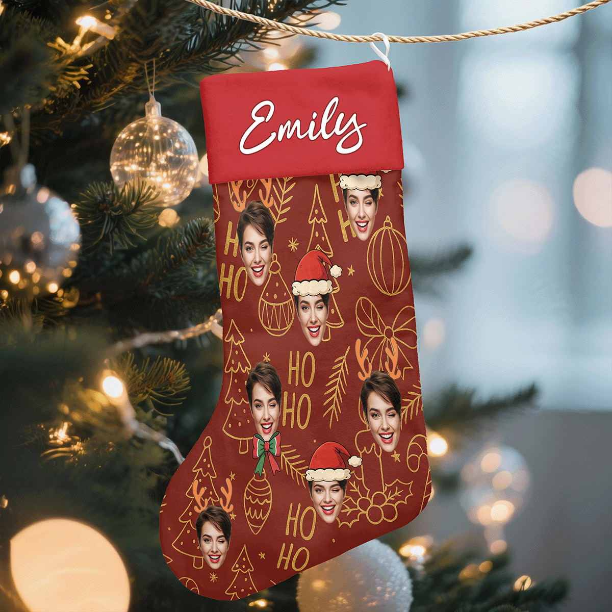 Personalized Your Own Funny Face Christmas Stocking