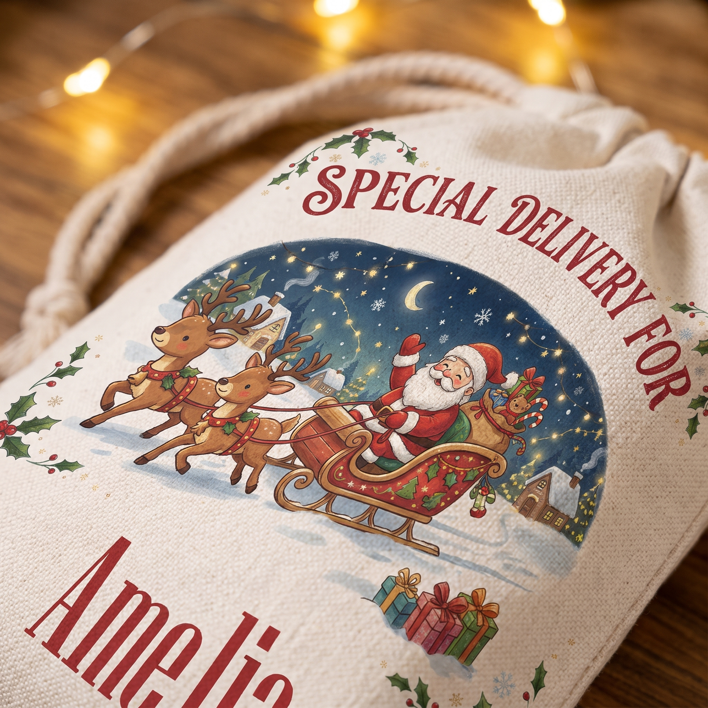 Personalized Special Delivery for Christmas Sack, Custom Name Santa Gift Bag