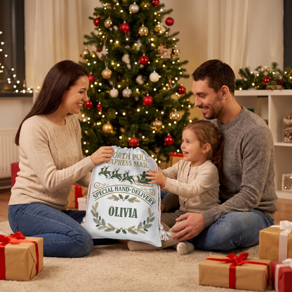 Personalized North Pole Express Mail Christmas Sack with Custom Name